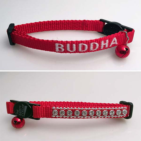 Break-Away Cat Collar - Jeweled + Personalized Embroidery,  - Lucky Pet