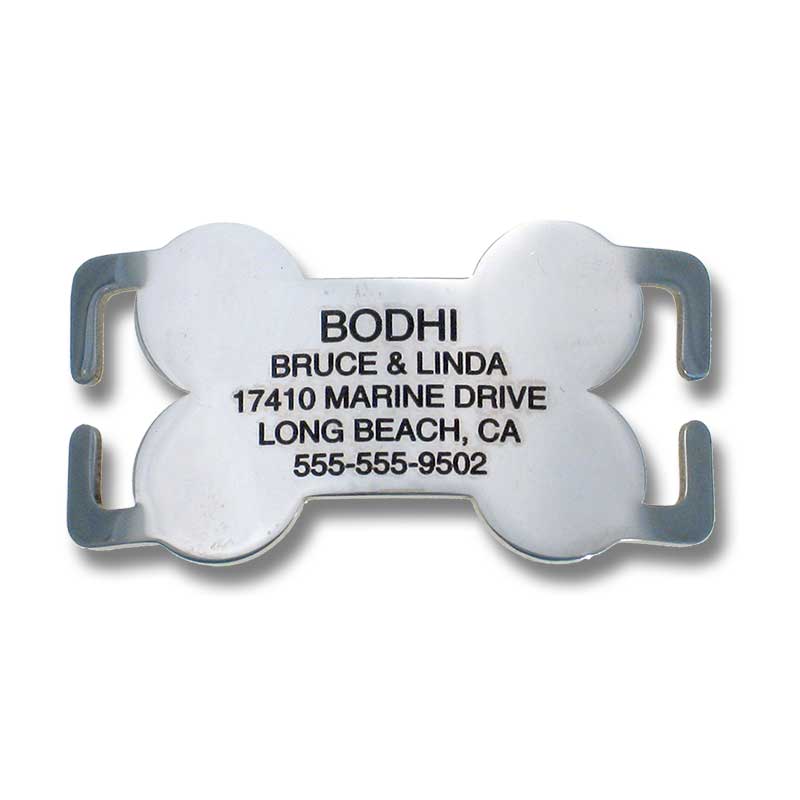 Open ends bone shaped slide-on tag.